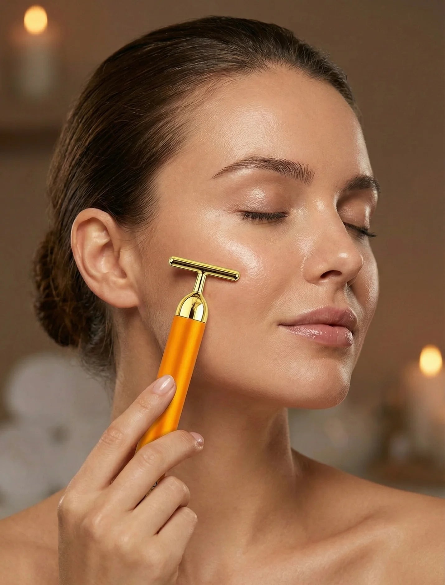 24K Gold Energy Beauty Bar Electric Facial Massage Roller