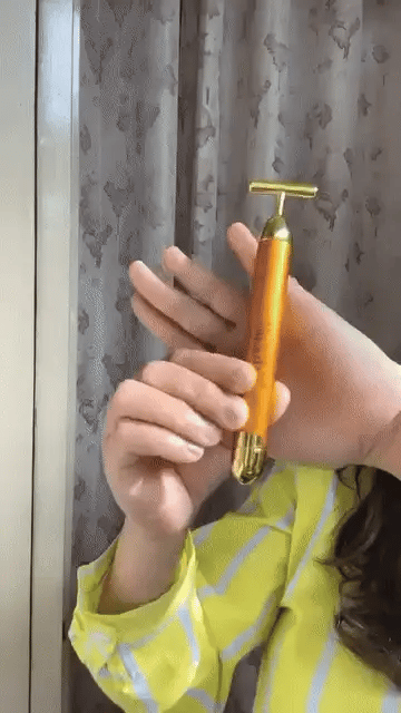 24K Gold Energy Beauty Bar Electric Facial Massage Roller